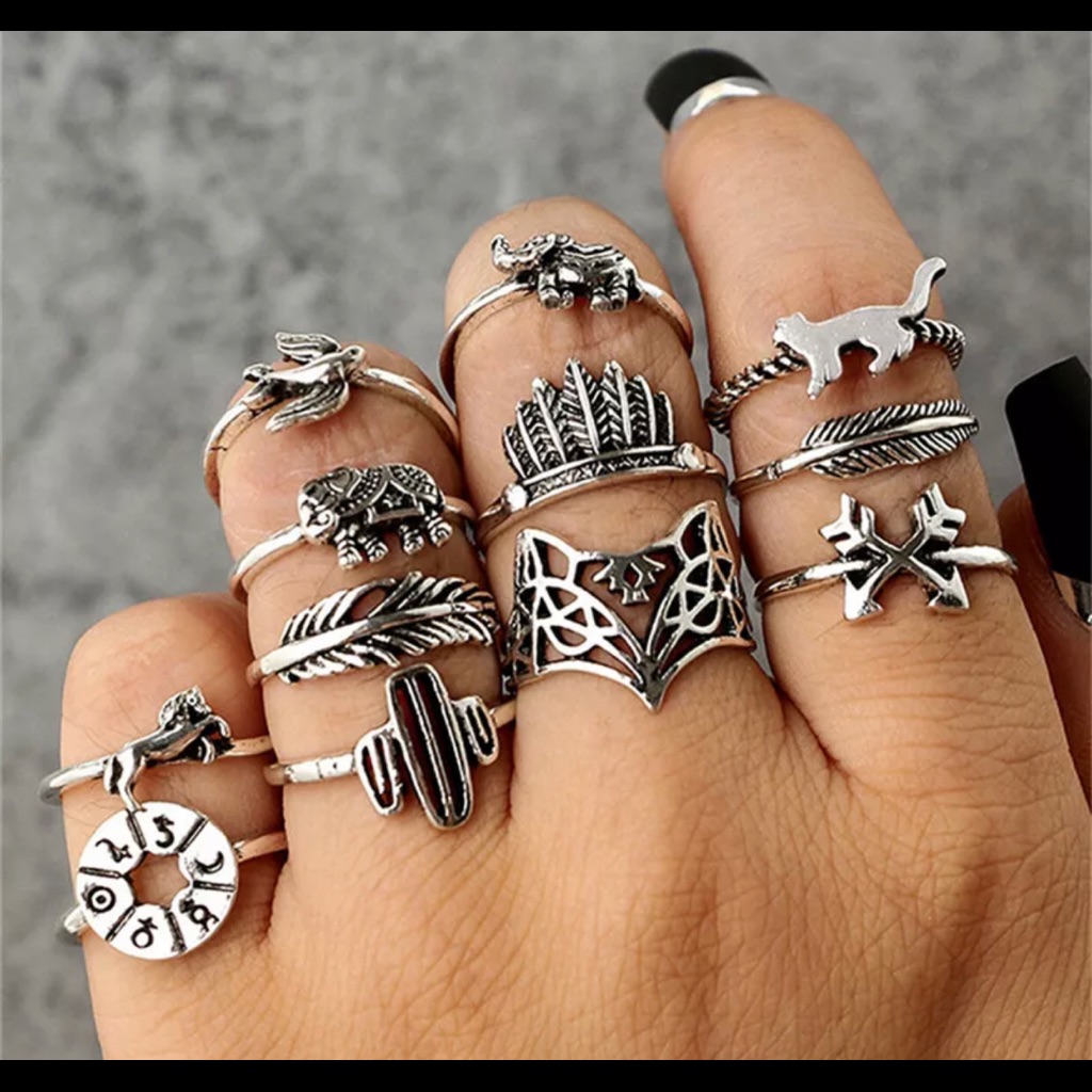 12pc Boho Ring Set